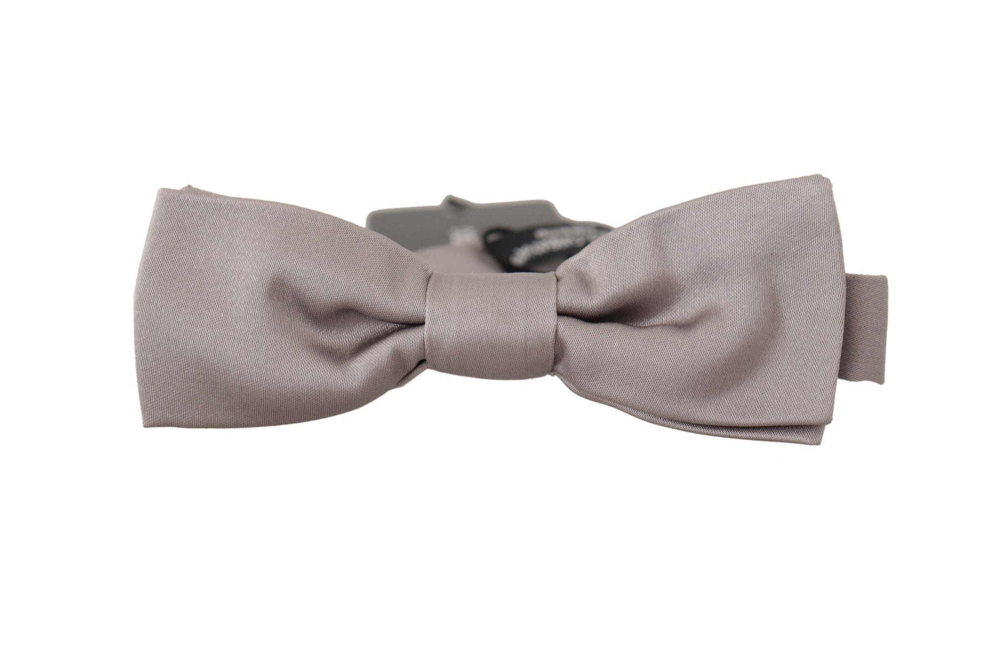 Dolce & Gabbana Elegant Silver Silk Bow Tie for Sophisticated Evening - KALAJ