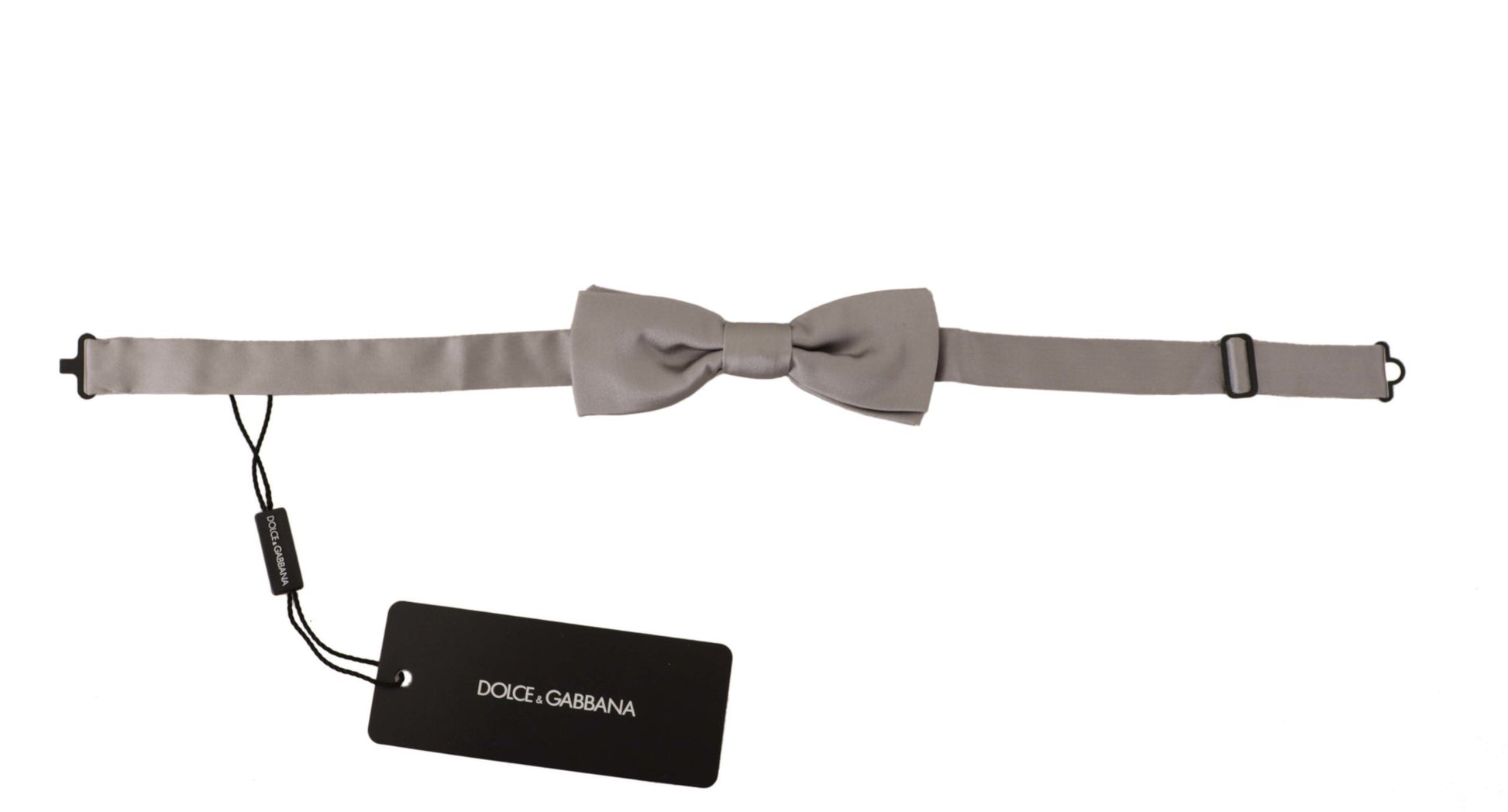 Dolce & Gabbana Elegant Silver Silk Bow Tie for Sophisticated Evening - KALAJ