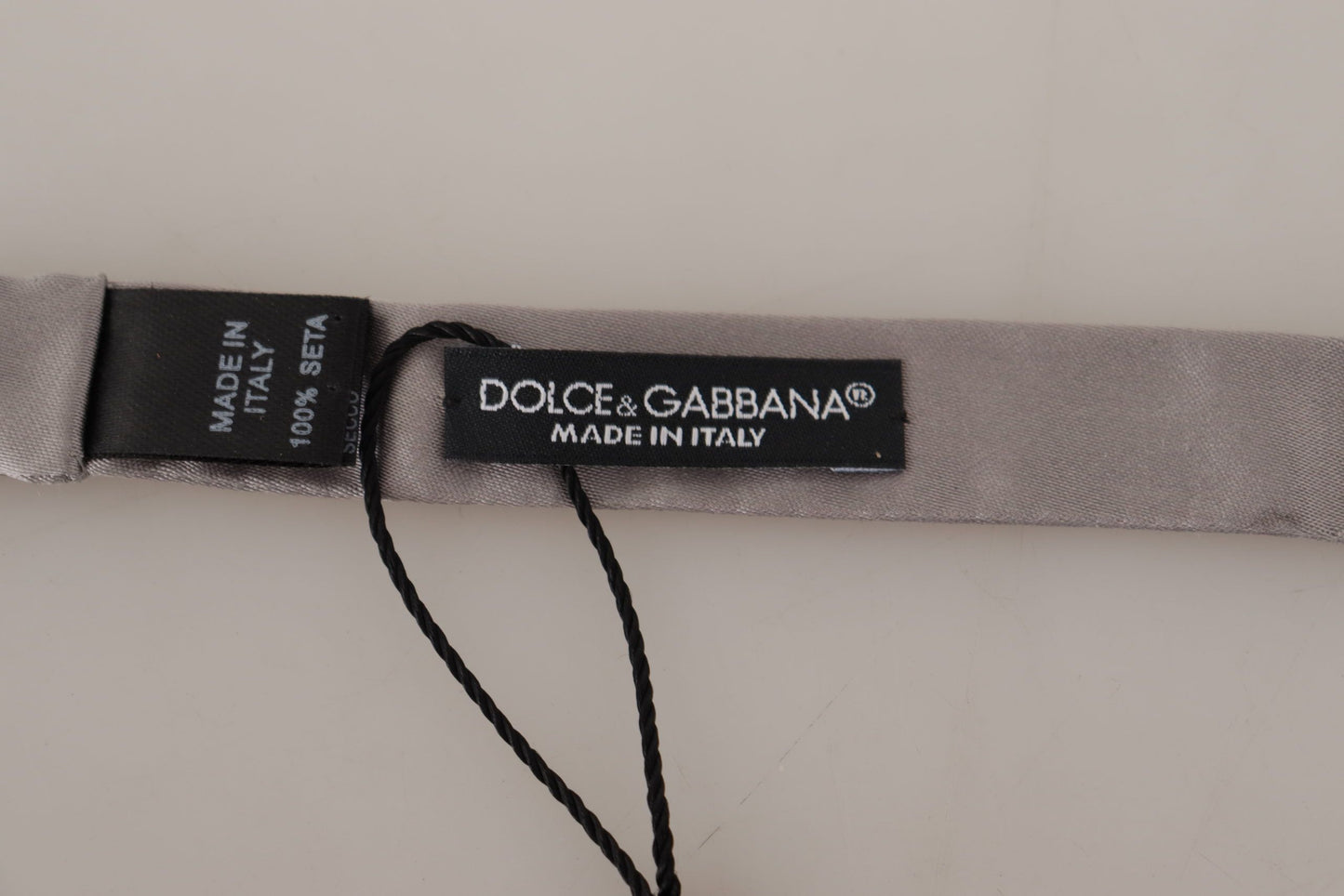 Dolce & Gabbana Elegant Silver Silk Bow Tie for Sophisticated Evening - KALAJ