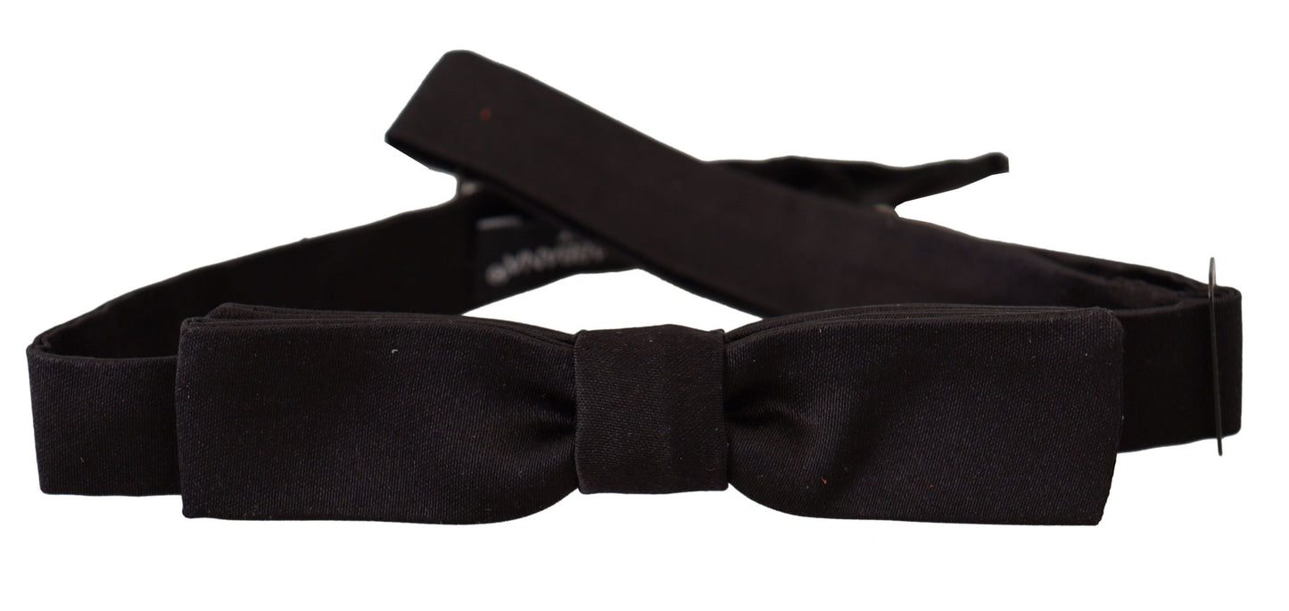 Dolce & Gabbana Elegant Black Silk Bow Tie - KALAJ