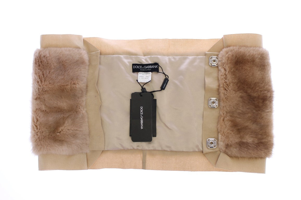 Dolce & Gabbana Exclusive Beige MINK Fur Scarf Wrap - KALAJ