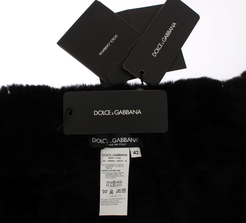 Dolce & Gabbana Elegant Floral Sequined Fur Scarf - KALAJ