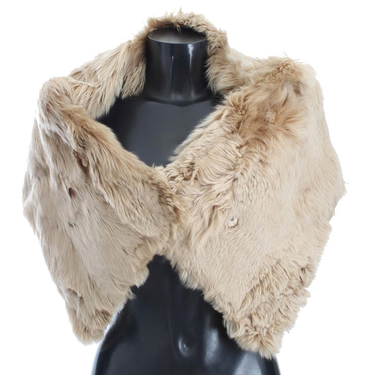 Dolce & Gabbana Elegant Alpaca Fur Shoulder Wrap in Beige - KALAJ