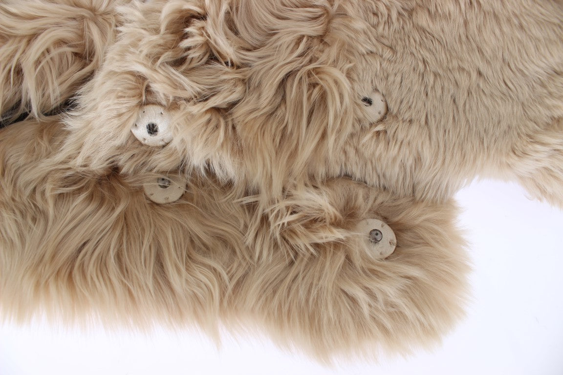 Dolce & Gabbana Elegant Alpaca Fur Shoulder Wrap in Beige - KALAJ