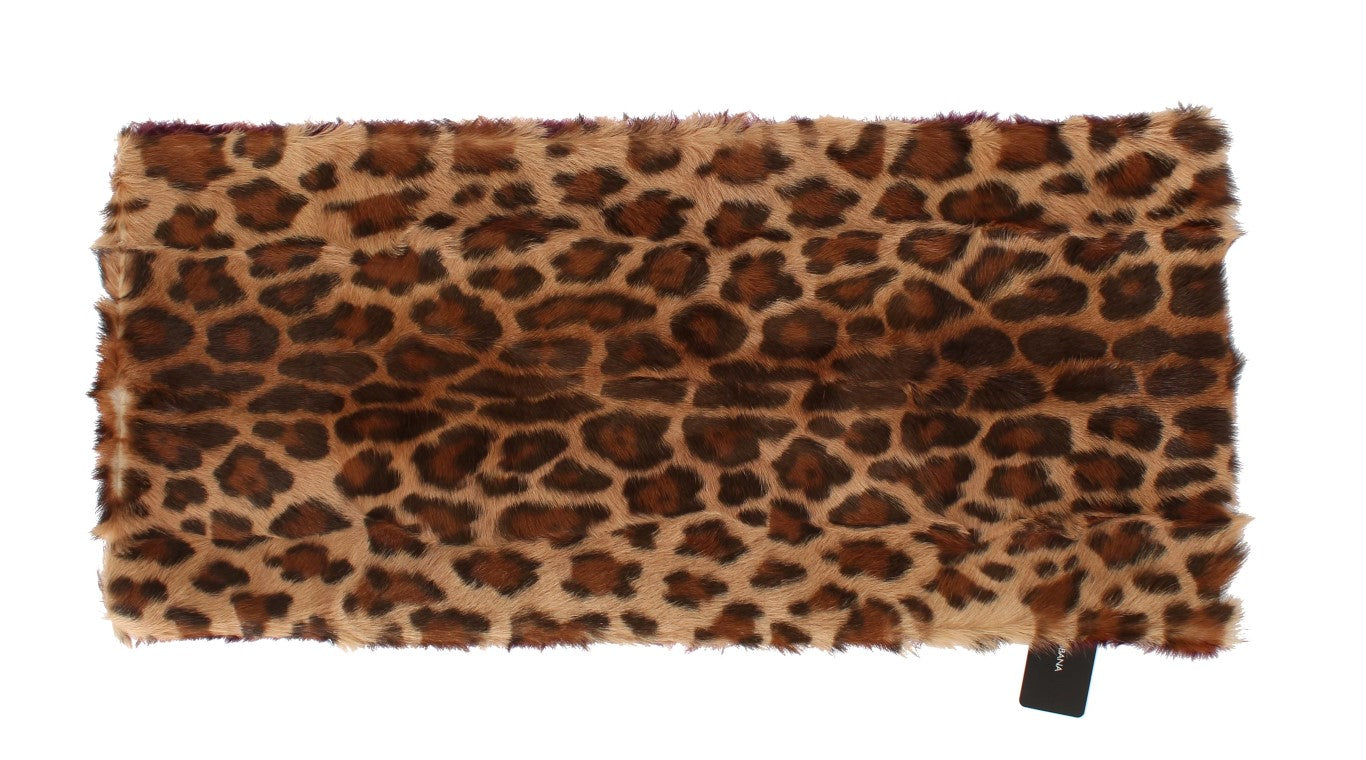 Dolce & Gabbana Exquisite Leopard Print Lambskin Fur Scarf - KALAJ