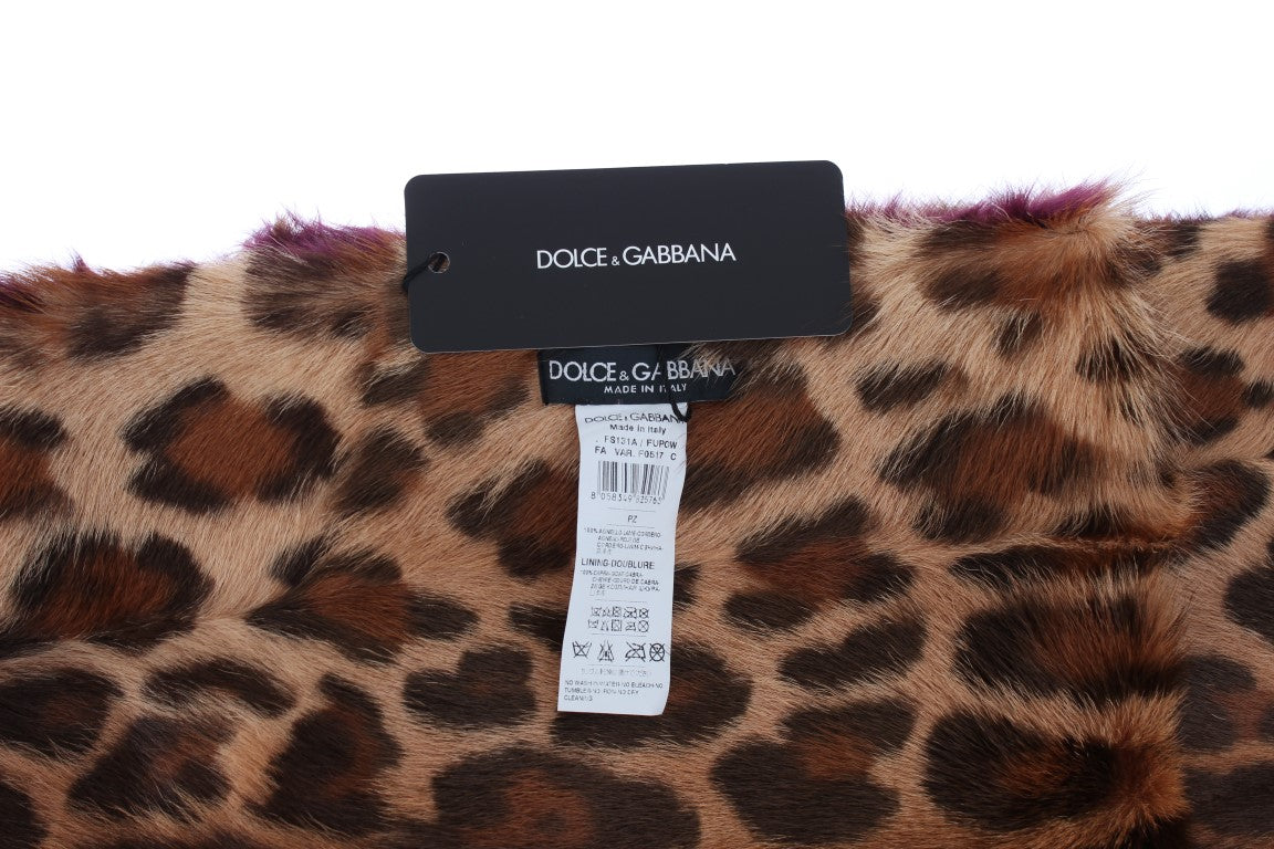 Dolce & Gabbana Exquisite Leopard Print Lambskin Fur Scarf - KALAJ