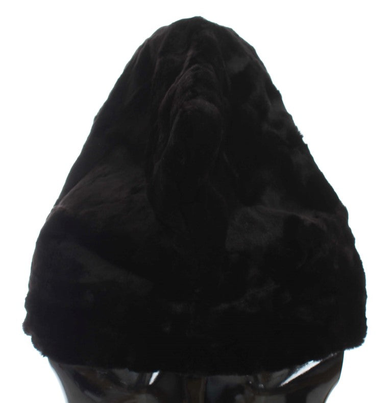 Dolce & Gabbana Chic Black Weasel Fur Hooded Scarf Wrap - KALAJ