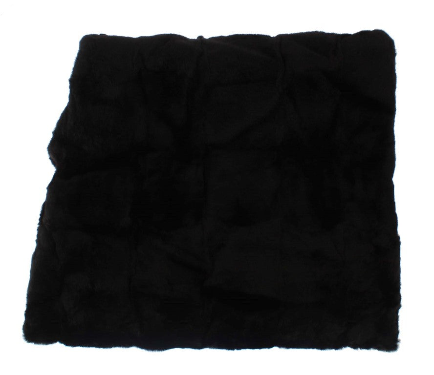 Dolce & Gabbana Chic Black Weasel Fur Hooded Scarf Wrap - KALAJ