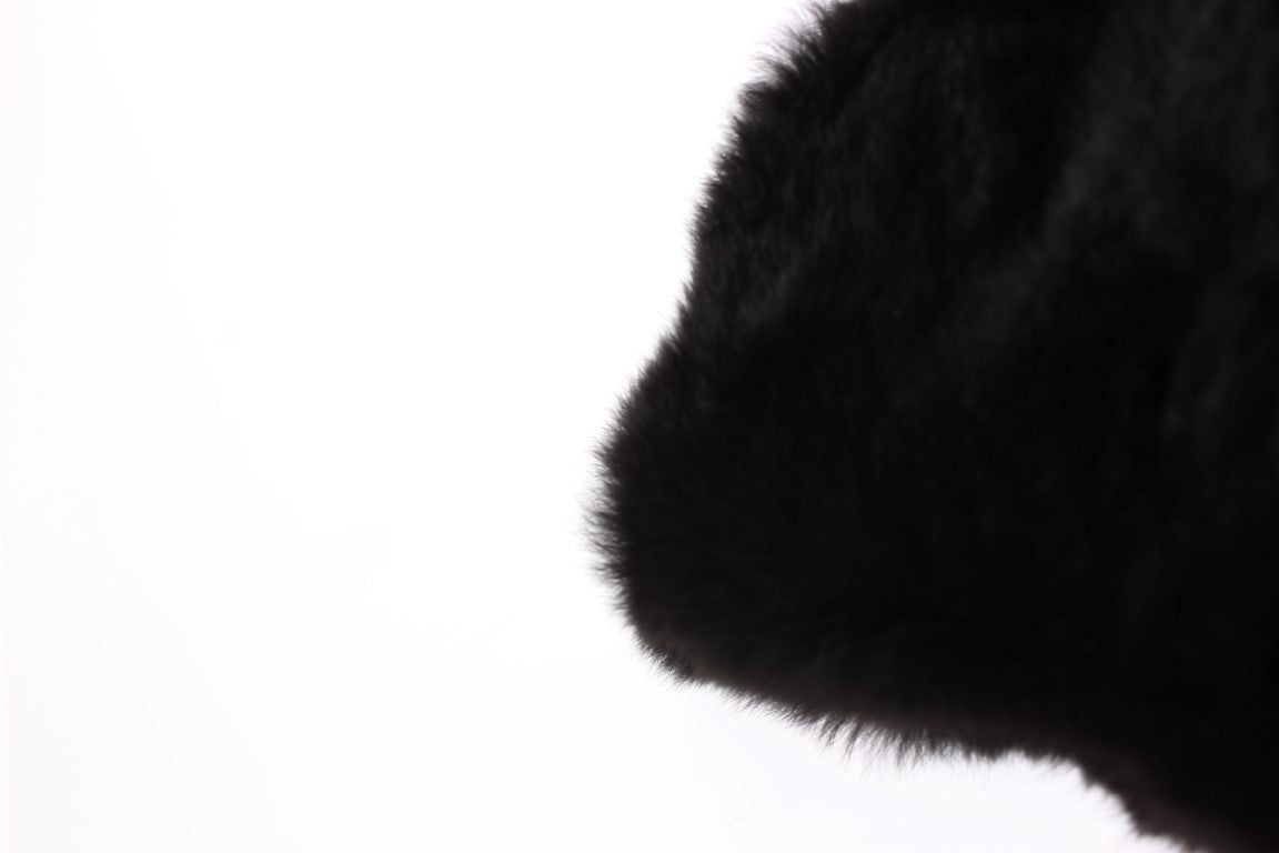 Dolce & Gabbana Chic Black Weasel Fur Hooded Scarf Wrap - KALAJ