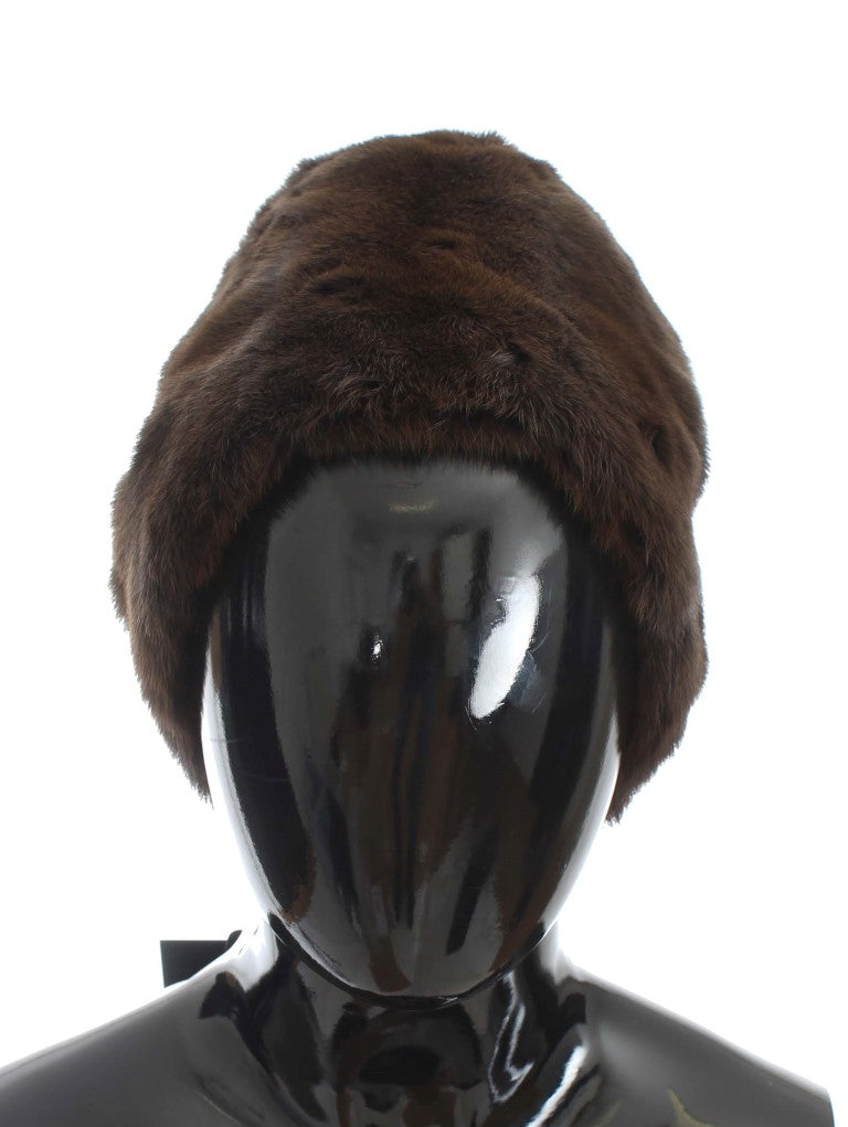 Dolce & Gabbana Luxurious Brown Weasel Fur Beanie - KALAJ