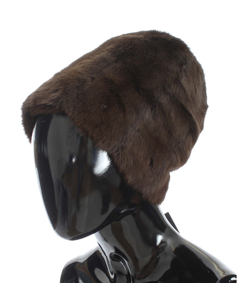 Dolce & Gabbana Luxurious Brown Weasel Fur Beanie - KALAJ