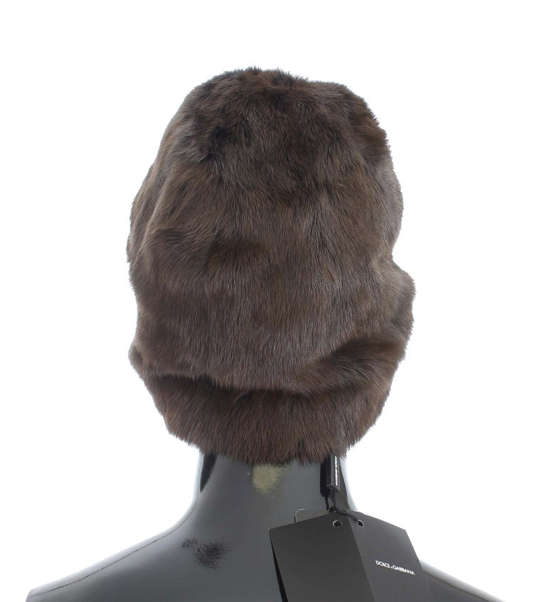 Dolce & Gabbana Luxurious Brown Weasel Fur Beanie - KALAJ