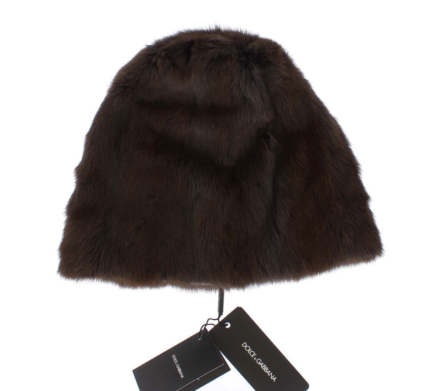 Dolce & Gabbana Luxurious Brown Weasel Fur Beanie - KALAJ