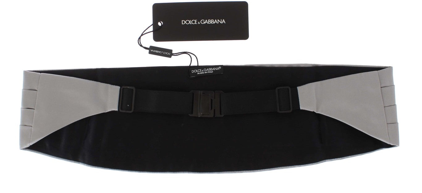 Dolce & Gabbana Elegant Silver Silk Cummerbund - KALAJ