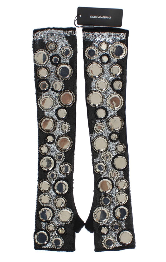 Dolce & Gabbana Sequin-Embellished Cashmere Fingerless Gloves - KALAJ