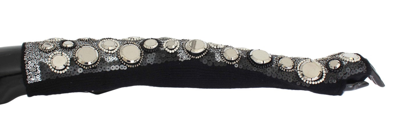 Dolce & Gabbana Sequin-Embellished Cashmere Fingerless Gloves - KALAJ