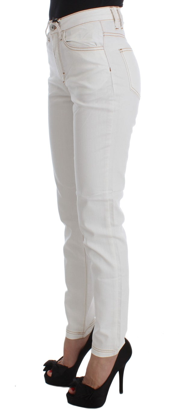 Cavalli Chic White Slim Fit Denim