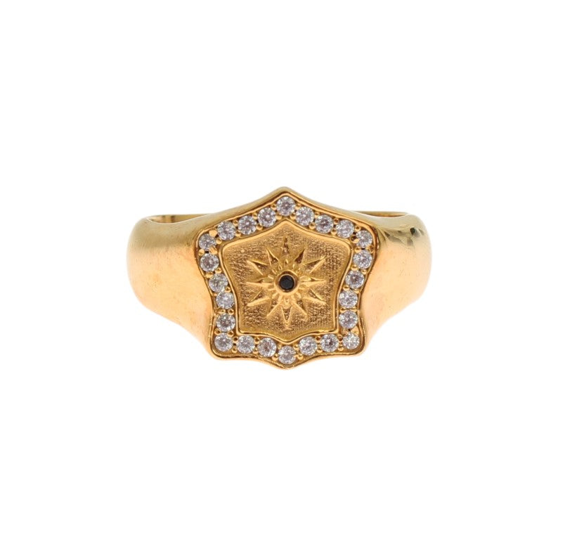 Nialaya Elegant Men's Gold Plated Silver Ring