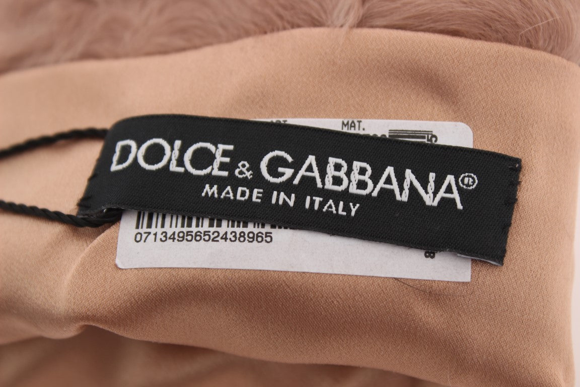 Dolce & Gabbana Elegant Beige Suede Elbow-Length Gloves - KALAJ