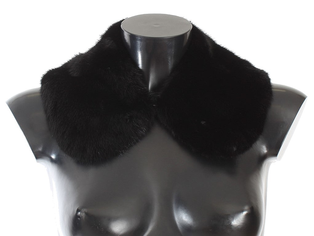 Dolce & Gabbana Elegant Black Mink Fur Shoulder Wrap Scarf - KALAJ