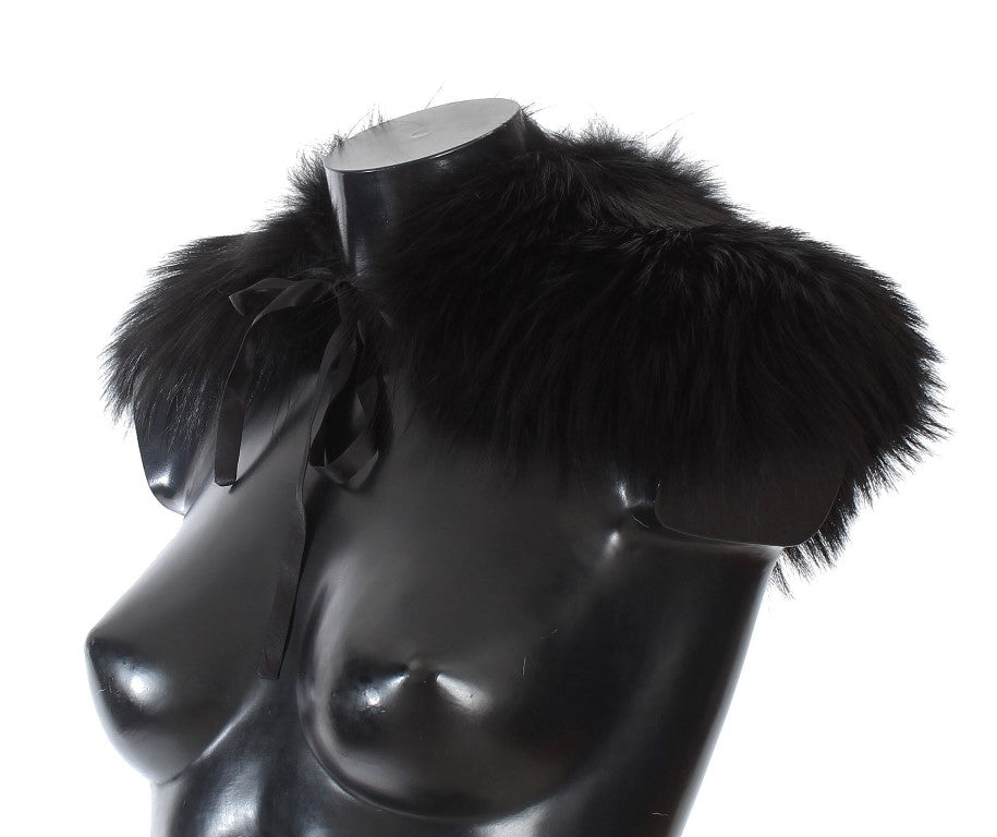 Dolce & Gabbana Black Fox Fur Chic Shoulder Wrap - KALAJ