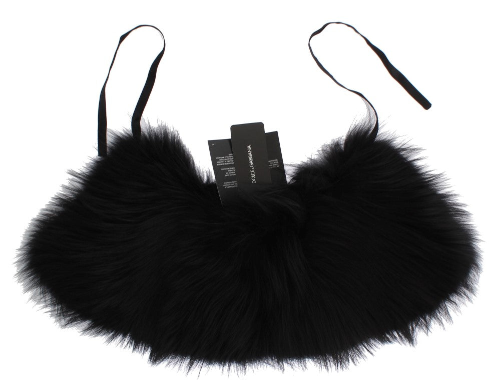 Dolce & Gabbana Black Fox Fur Chic Shoulder Wrap - KALAJ