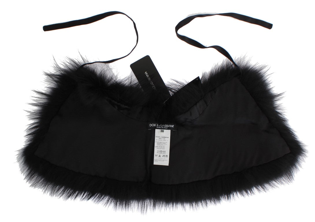 Dolce & Gabbana Black Fox Fur Chic Shoulder Wrap - KALAJ