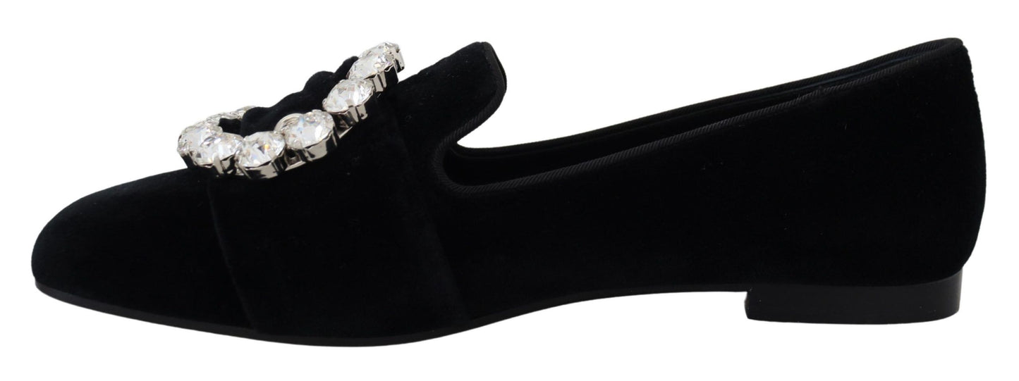 Dolce & Gabbana Chic Velvet Crystal-Embellished Loafers