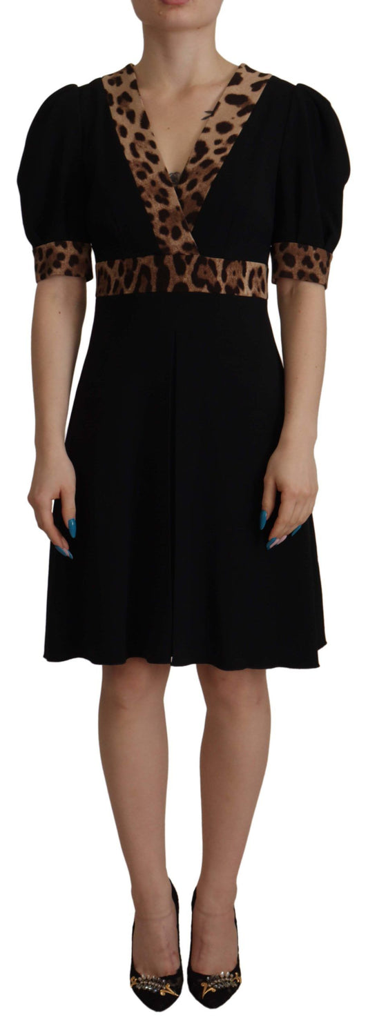 Dolce & Gabbana Elegant Black V-Neck A-Line Dress