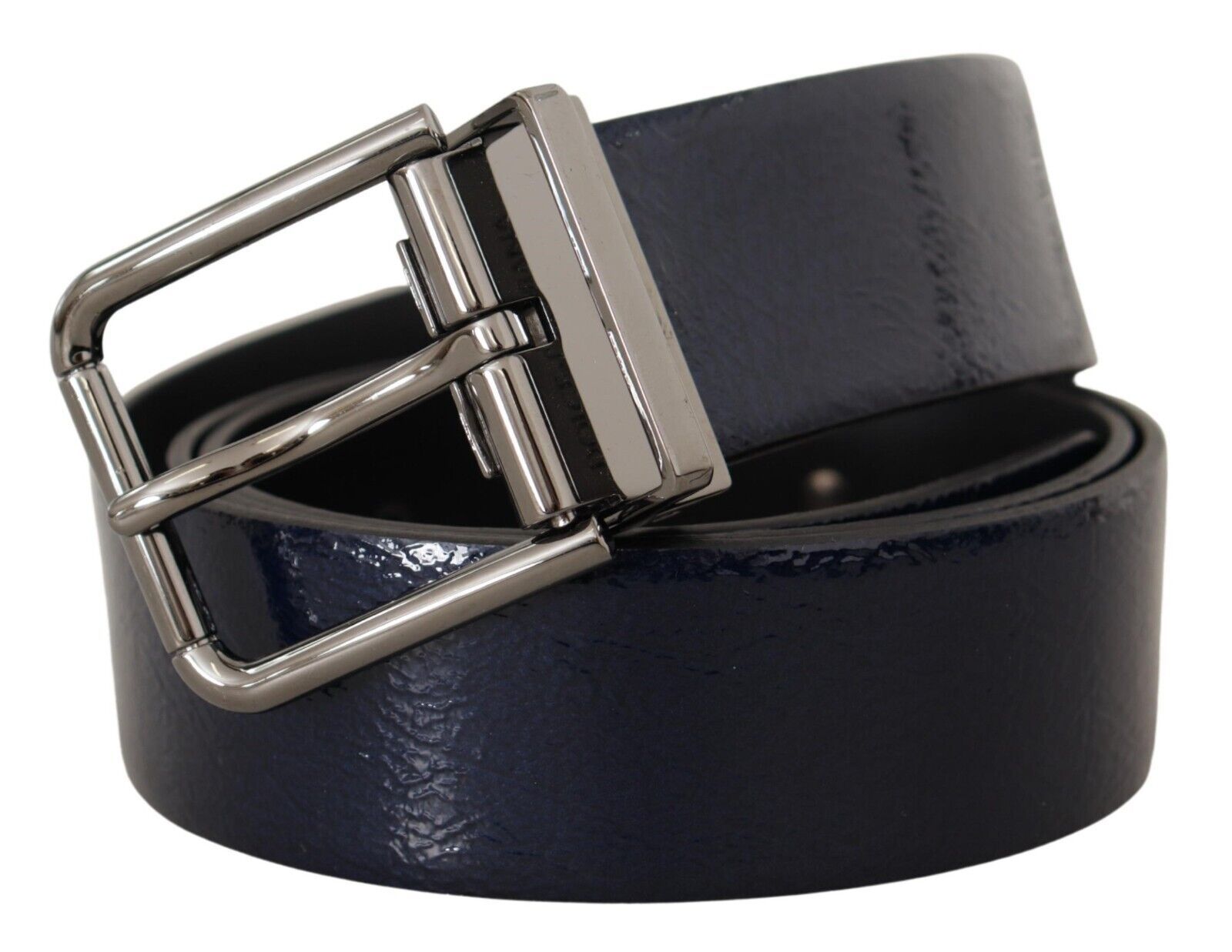 Dolce & Gabbana Elegant Blue Leather Belt with Silver Buckle - KALAJ