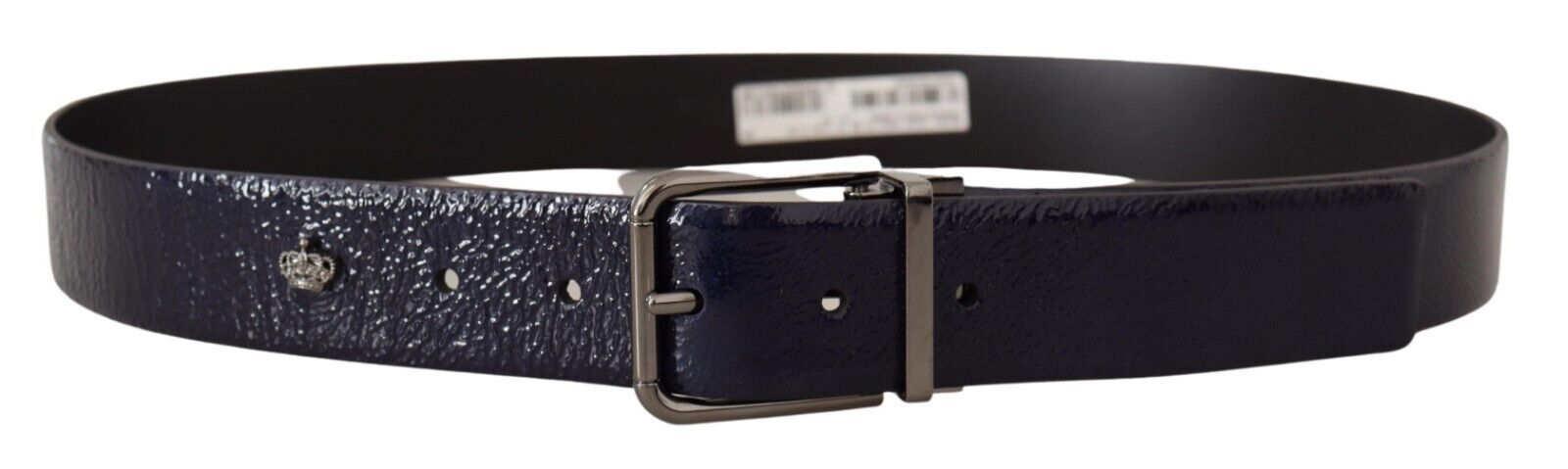 Dolce & Gabbana Elegant Blue Leather Belt with Silver Buckle - KALAJ