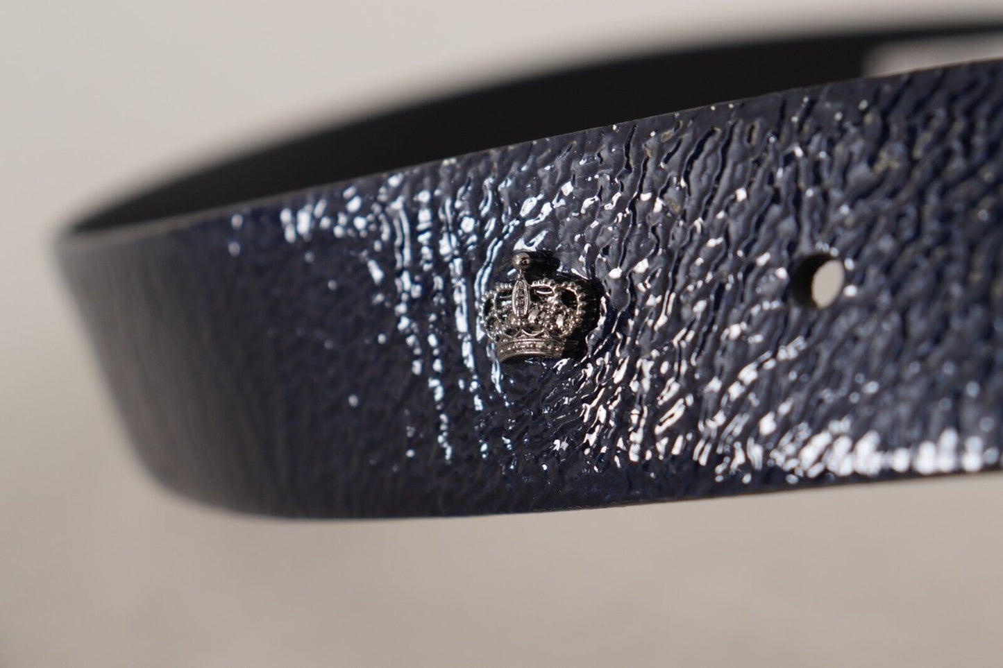 Dolce & Gabbana Elegant Blue Leather Belt with Silver Buckle - KALAJ