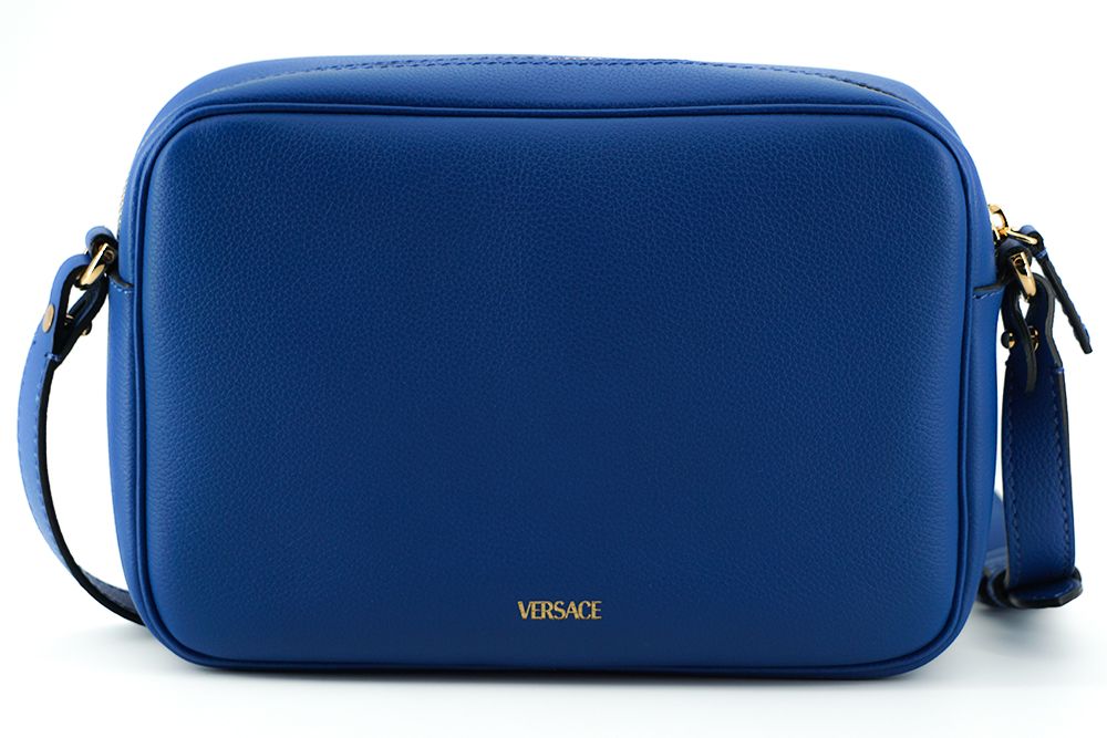 Versace Elegant Blue Calf Leather Camera Case Bag - KALAJ