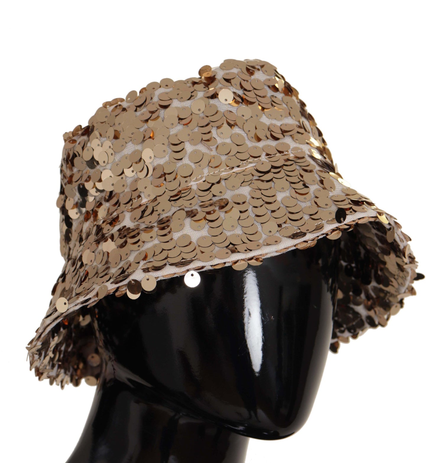 Dolce & Gabbana Elegant Sequined Gold Bucket Hat - KALAJ