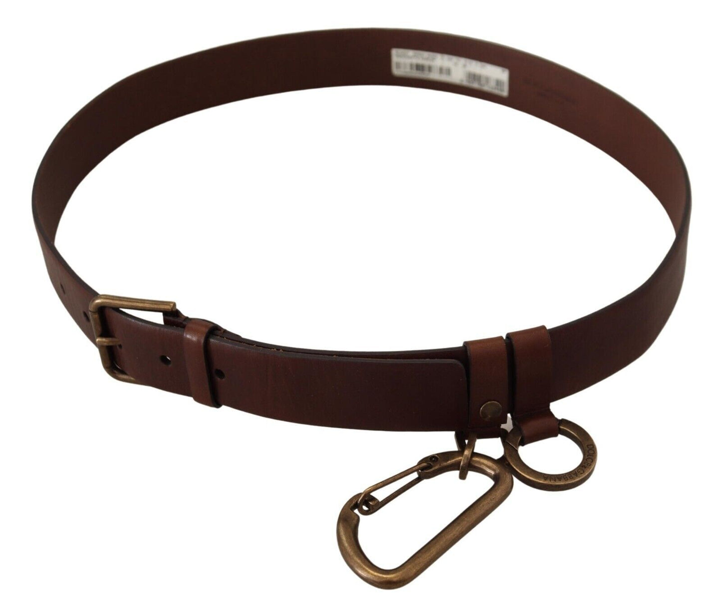 Dolce & Gabbana Elegant Brown Leather Belt with Metal Buckle - KALAJ