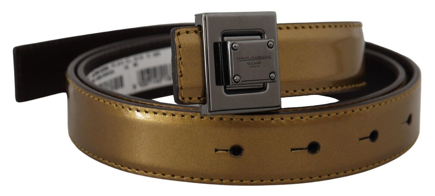 Dolce & Gabbana Gold Square Buckle Leather Belt - KALAJ