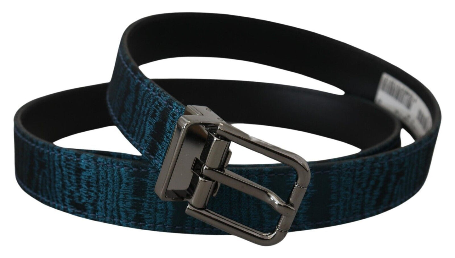 Dolce & Gabbana Elegant Blue Jacquard Designer Belt - KALAJ