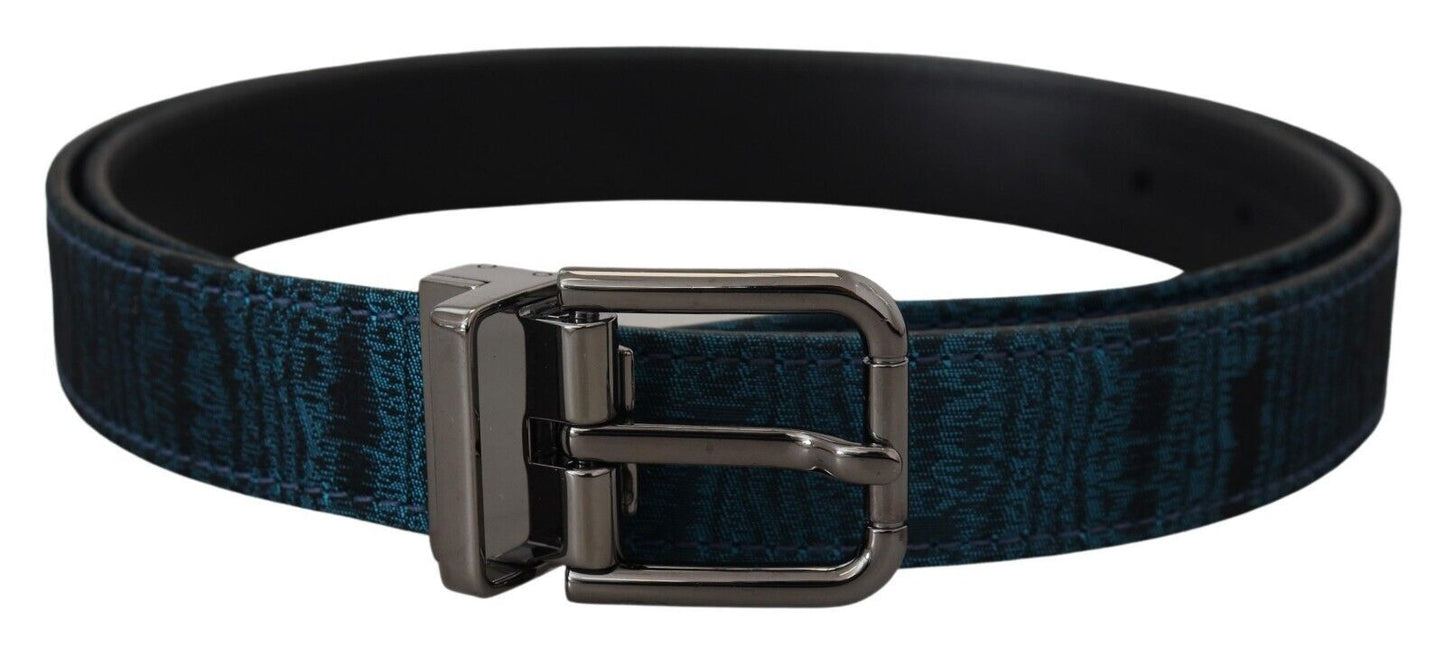 Dolce & Gabbana Elegant Blue Jacquard Designer Belt - KALAJ