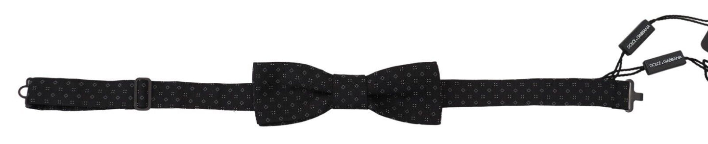 Dolce & Gabbana Exclusive Silk Patterned Black Bow Tie - KALAJ