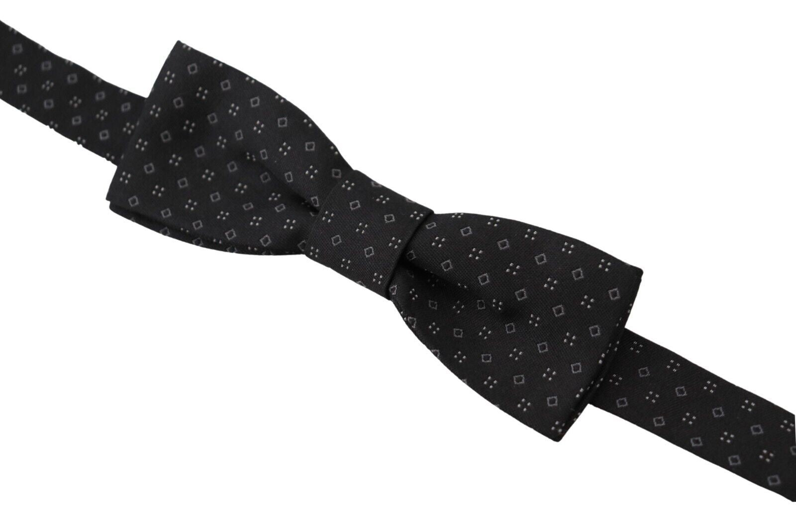 Dolce & Gabbana Exclusive Silk Patterned Black Bow Tie - KALAJ