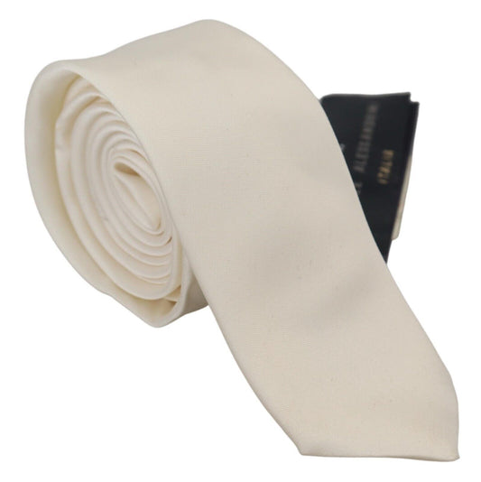 Daniele Alessandrini Exclusive Silk Bow Tie in Off White - KALAJ