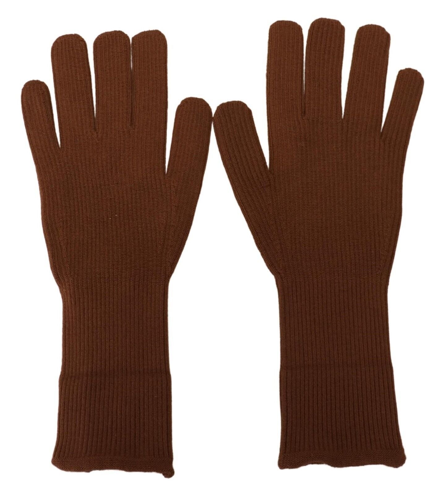 Dolce & Gabbana Elegant Brown Cashmere Winter Gloves - KALAJ