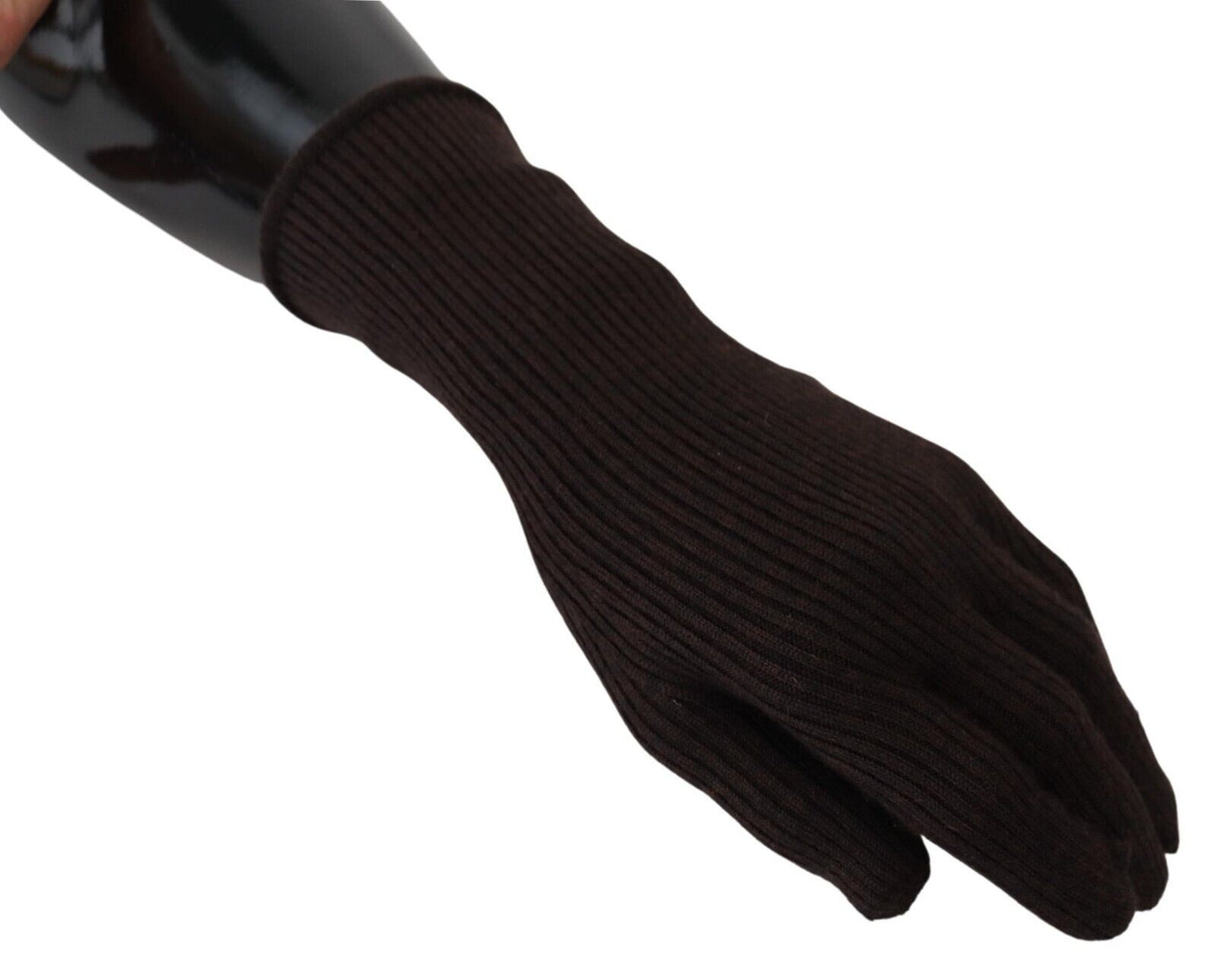 Dolce & Gabbana Elegant Silk Cashmere Brown Gloves - KALAJ