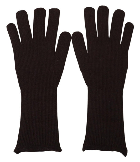 Dolce & Gabbana Elegant Silk Cashmere Brown Gloves - KALAJ