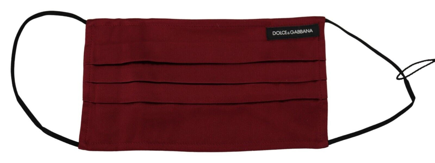 Dolce & Gabbana Elegant Maroon Silk Pleated Face Mask - KALAJ