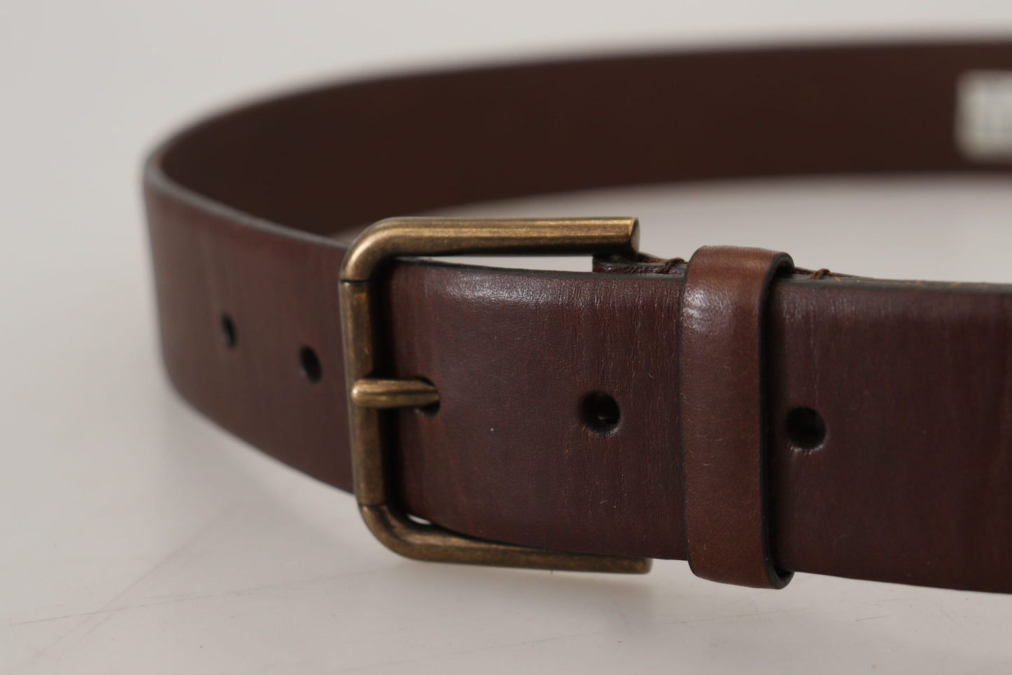 Dolce & Gabbana Elegant Brown Leather Belt with Metal Buckle - KALAJ