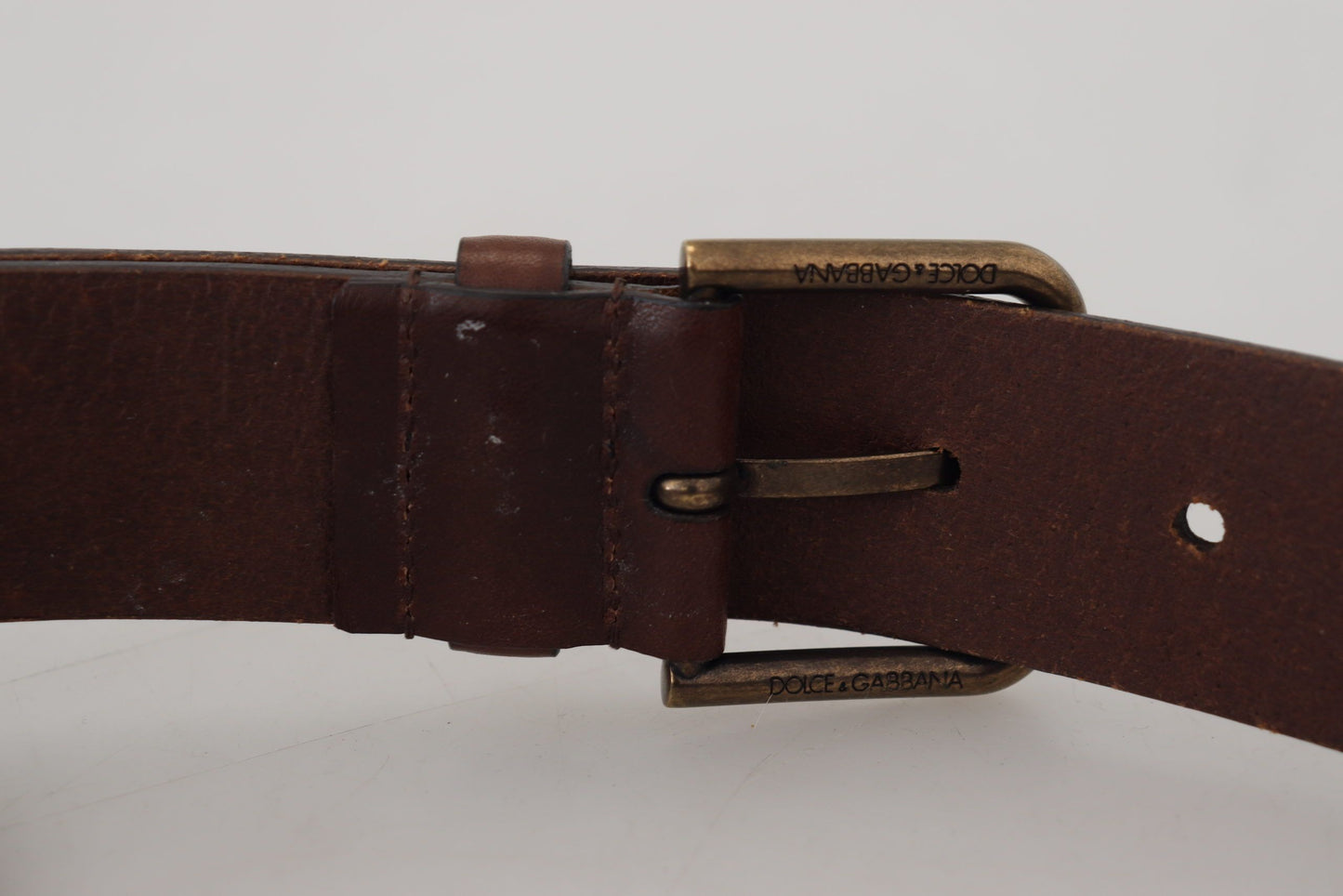 Dolce & Gabbana Elegant Brown Leather Belt with Metal Buckle - KALAJ