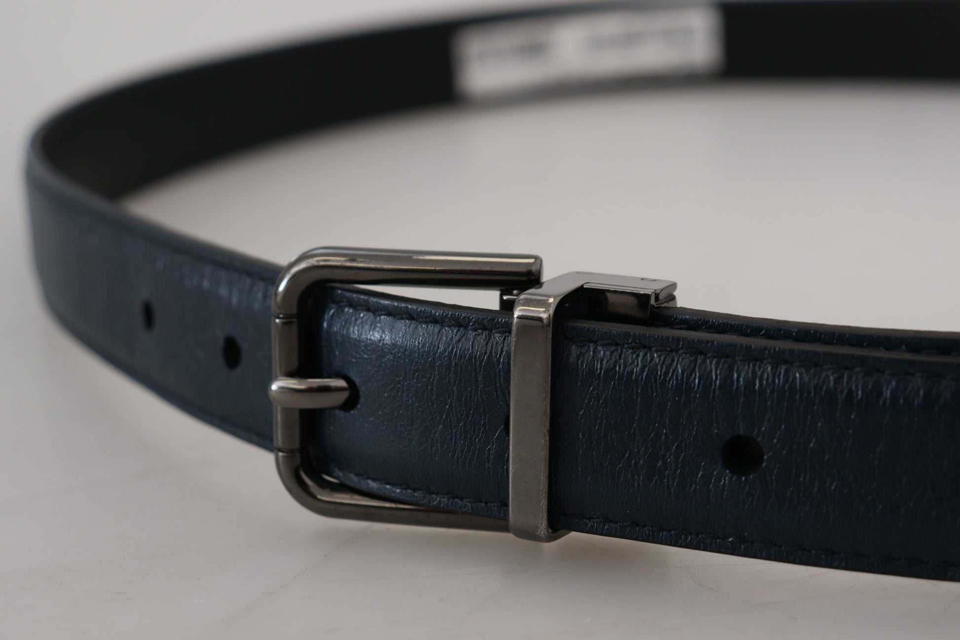 Dolce & Gabbana Elegant Dark Blue Leather Belt - KALAJ