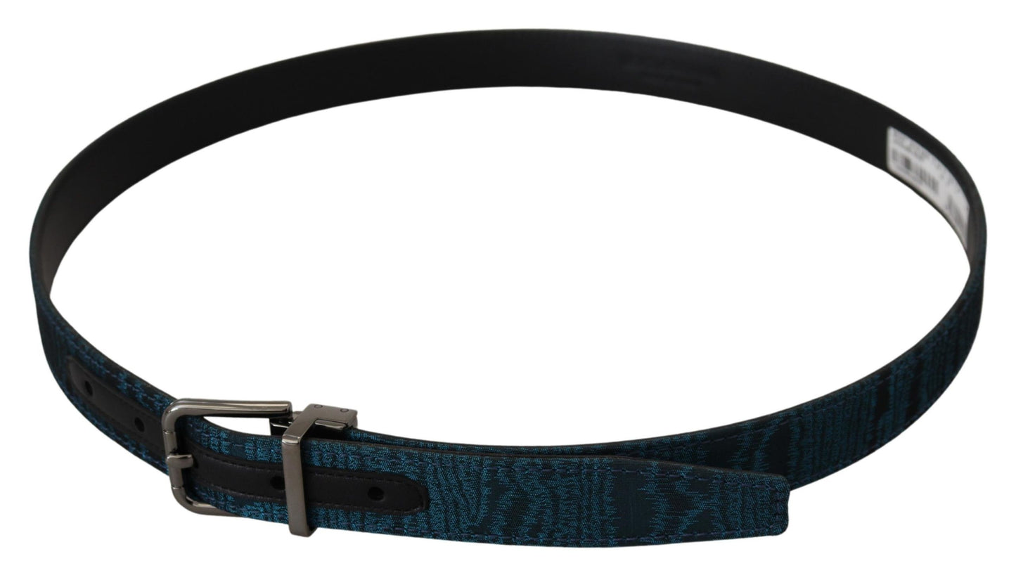 Dolce & Gabbana Elegant Blue Jacquard Designer Belt - KALAJ