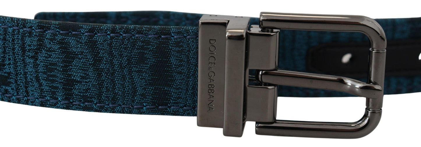 Dolce & Gabbana Elegant Blue Jacquard Designer Belt - KALAJ